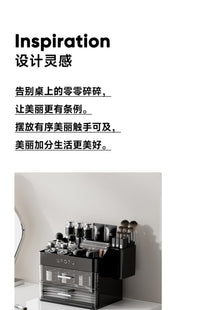 高级感化妆品收纳盒桌面梳妆台口红面膜护肤品抽屉置物架整理箱Y 口红收纳盒【24格丨顶部置物台丨底部带抽屉】