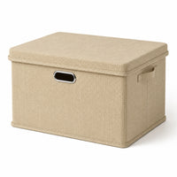 Foldable Storage Box with Lid Robust Storage Bin with Handles Collapsible Textile Bin Breathable Organizer Bins Lightweight