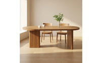 Natural Grain Dining Table with Pedestal Base Sturdy Oval Dining Table Modern Furniture Minimalist for Study