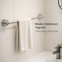 Towel Bar for Washroom and Wet Room, Rotating and Extendable Stainless Rack for Bathroom with Suction Cup