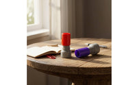 2 Pieces Compact Stamp with Motif Cylindrical Self-Inking Stamp with Ink Pad Round Ready to Use for Stationery Lovers, Planners, Notes, Desks