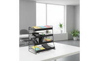 Display Rack with Slanted Shelves Sturdy 4 Tier Retail Stand Shelf for Retailers, Vendors