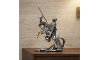 Mounted Knight Figurine Retro Collectible Sculpture Gold Accents House Decoration