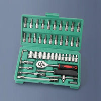 Socket Wrench Set 46-Piece Socket Tool Kit with Case 1/4-Inch Drive Household Tool Kit with Case for Amateur Repairers, Mechanics, Garage