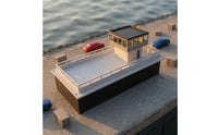 Geometric Design Garage Building Model Raised Platform Garage Scene Model Perimeter Railings Toy Display Flat Roof
