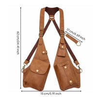 Adjustable Harness Bag with Detachable Pouch Multi-Pocket Leather Harness Vest Bag Handsunrestricted Gothic for Cosplayers, Bikers, Festivals, Cosplay, Halloween