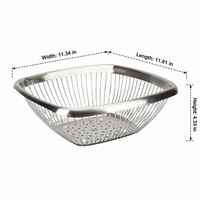 Fruit Bowl, 304 Stainless Steel Wire Basket, Square Brushed Steel Fruit Bowl for Kitchen Counter, Minimalist Design
