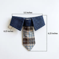 Plaid Pet Bandana with Bow Tie, combined Dog Bandana and Cat Bandana for Large Dogs, Tie Adjustable Dog Gift with One-Piece Design