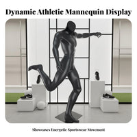 Soccer Player Mannequin Sturdy Fiberglass Construction Male Sports Mannequin Realistic Muscle Texture Kicking Pose Display Figure for Clothing Stores