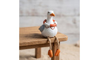 Nautical Seagull Figurine Coastal Seagull with Rope Legs Beach-Inspired Sea Bird Figurine Tabletop for Shelf, Desk, Patio, Garden