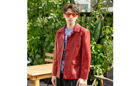 Character-Inspired Costume Set with Glasses Long-Sleeve Faux Leather Coat with Shirt Button-up Cosplay Outfit Bold for Cosplayers, Performers, Themed Parties, Stage Performances