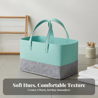 Textile Storage Basket Large Capacity Color Block Laundry Hamper With Handles Bi-Color Textile Tote for Homeowners, Crafters, Shopping, Bedroom