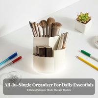 360 Degree Rotating Organizer Multiple Compartments Rotating Desk Organizer Space Saving 360 Degree Rotating Storage Holder for Desktop, School