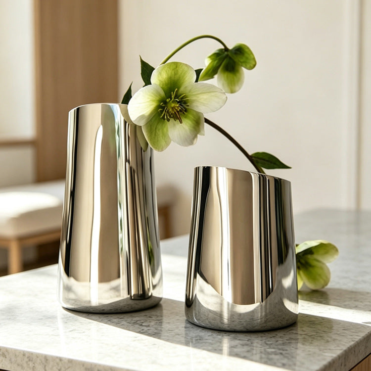 Modern Minimalist Metal Flower Vase for Office and Home