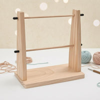 Rotating Yarn Holder Natural Wood Finish Wooden Yarn Holder Needlework Organizer Open-Frame