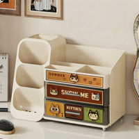 Cat Makeup Organizer Space Saving Makeup Organizer with Drawers Compact Cosmetic Storage Box with Drawers for Teens