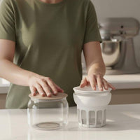 Leak-Proof Lid Whey Separator Phthalate-Free-without Greek Yogurt Creator Easy to Clean Yogurt Filter Set Food Grade Material for Health Enthusiasts, Home Cooks