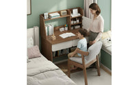 Stable Structure Student Writing Desk with Bookshelf Sturdy Construction Kids Desk with Hutch Spacious Desktop Easy Assembly for Students, Bedroom