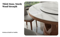 Pedestal Dining Table with Lazy Susan Modern Design Round Turntable Table with 6 Chairs Minimalist aesthetic Home Furniture for Homeowners, Hosts, Kitchen