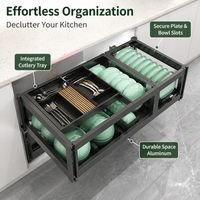 Under Sink Organiser, Kitchen Pull Out Organiser, Space Aluminum Pull Out Drawers for Cabinets, Single Layer Drawer Type for Cleaning Supplies