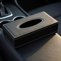 Tissue Box Holder for Home Office and Car Tissues, PU Leather Rectangular Tissue Boxes with Stitched Edge, Sun Visor Car Interior, Modern Style