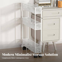 Slim Rolling Storage Unit Adjustable Shelves Slim Rolling Organizer for Renters