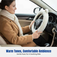 Plush Steering Wheel Cover, Winter Warmth, Anti-Slip, Cartoon Creature Design, Universal Fit, Car Interior Decor