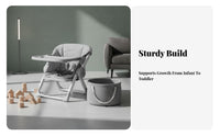 Safe and Stable Portable Feeding Seat Easy to Clean Foldable Floor Seat with Tray Multi-Functional Baby Booster Safety Harness for Toddlers, Grandparents, Home Use, Dining Room, Outdoor, Bathroom
