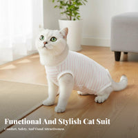 Four-Legged Coverage Cat Recovery Suit E-Collar Substitute Cat Neuter Single Sie Breathable for Weaning, Indoors, Home
