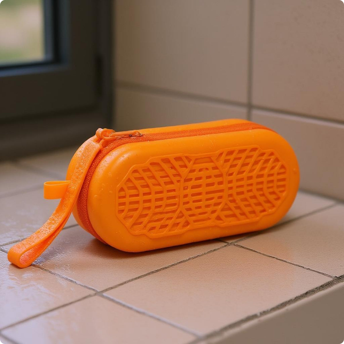 Perforated Swim Swim Eyewear Case Zipper Closure Goggles Storage Case Slim Silicone Hard-Shell Pouch Two-Tone for Swimming, Travel
