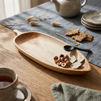 Leaf-Shaped Tray Extended Wooden Serving Platter Natural Wood for Tea Service