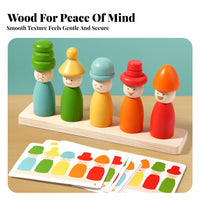 Painted Wood Child-Centered Stacking Toy Bright Colors Wooden Matching Toy for Toddlers, Preschoolers