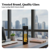 Portable Tea Tumbler Large Capacity Glass Tea Tumbler with Strainer Leak-Resistant Shatter-Resistant Glass Cup for Commuters, Travel, Daily Use