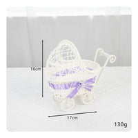 Carriage-styleStyle Woven Basket Plastic Rattan-Like Stroller Shaped Basket