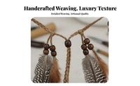 Feather Headband Ethnic Design Tribal Feather Headdress Bohemian Hair Band Handmade Hippie Dream Net Headpiece Beaded