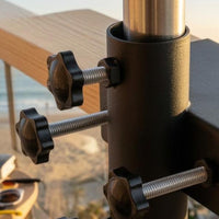 Black Matte Railing Umbrella Clamp Textured Finish Umbrella Clamp Bracket Right-Angle Outdoor Hardware Hand-Tightening Screws for Deck
