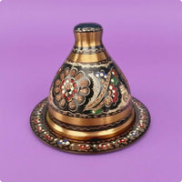 Copper Sugar Bowl Matching Tray Copper Sugar Dish Seasoning Container Bell-Shaped Storage Jar Antique Design