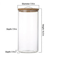 Water Dispenser with Tap, High Borosilicate Glass Drink Dispenser with Bamboo Lid and Wood Stand, Juice Dispenser for Party and Iced Tea Serving