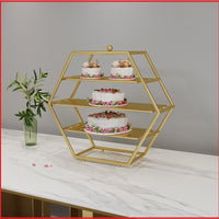 European Style Metal Iron Fruit and Dessert Display Stand, Gold