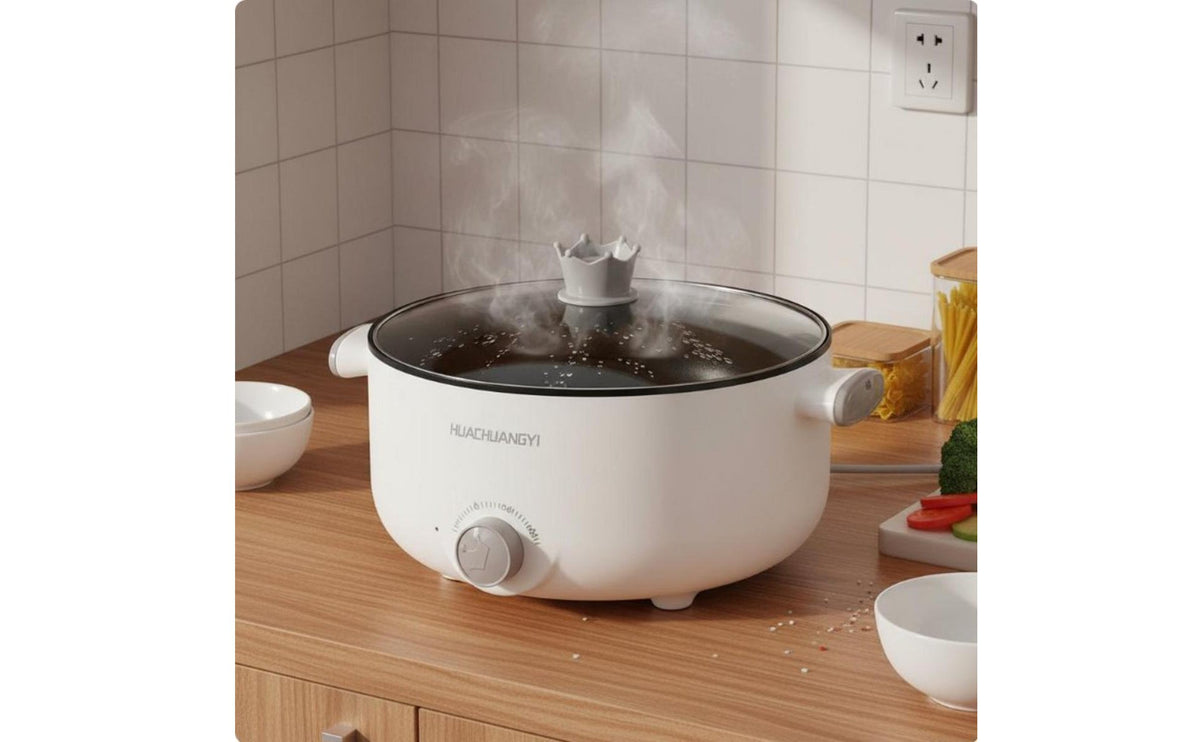 Electric Hot Pot with Steamer 110V US Standard Electric Cooking Pot with Steamer Multifunctional Non Ramen Cooker for Small Families, Dorm Room