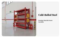 Red Fire Equipment Rack Extra Thick Material Multi-Layer Warehouse Shelving Commercial Grade Heavy Duty Metal Storage Rack for Shop Owners, Workshop