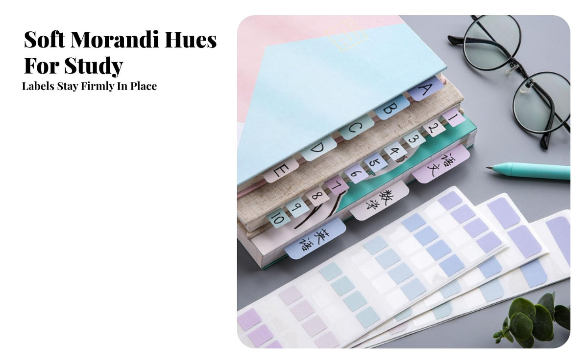 Strong Morandi Color Index Stickers Effortless Writing Colored Index Tabs Transparent for Students, Teachers, Studying, School, Reading