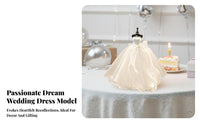 Wedding Dress Figurine with Ribbon Gift Bag Soft Glow for Bedroom