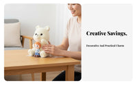 Unopenable Design Flocked Rabbit Piggy Bank Cultivates Saving Habits Bunny Coin Bank Decorative Ornament for Children, Bedroom, Nursery