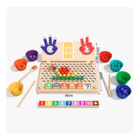 Made of Wood Arithmetic Teaching Aid Develops Fine Physical Skills Wooden Number Manipulative Board Hand-Eye Coordination Counting Learning Toy Multi-Functional for Kindergarteners, Preschoolers, Toddlers, Classroom, Homeschooling