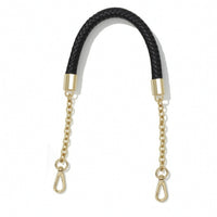 Gold-Tone Braided Bag Strap with Hooks Short Replacement Bag Handle with Clips Sturdy Leather Purse Strap with Chain Classic for Shoulder Bags