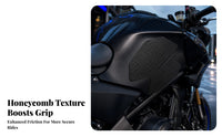 Honeycomb Textured Motorcycle Tank Side Grip Pads Raised Fuel Tank Grip Pad Tapered Asymmetrical
