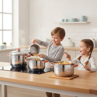 3 Pieces Stock Pot with Lid Even Heating Stainless Steel Pot Mirror Polished Cookware for Home Cooks