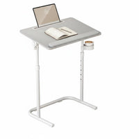 Space Saving C-Shaped Adjustable Desk Portable Design Adjustable C-Shaped Table Easy Assembly Household Furniture Slides Under Couch for Small Apartment Residents, Telecommuting Workers, Living Room, Balcony, Sofa Side, Home Office