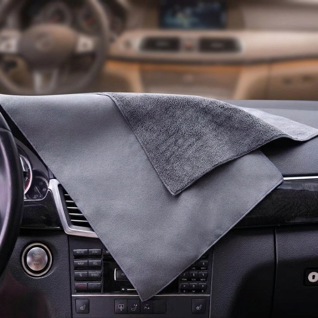 Dual Sided Microfibre Cloth for Car Cleaning, High Absorbency Microfibre Towel, Coral Fleece Hook Rim Drying Rag for Detailing